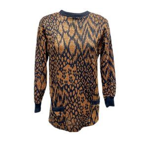 1990’s Pullover Metallic Abstract Animal Print Sweater - Size Small